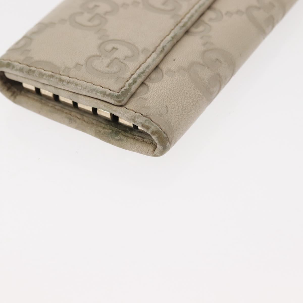 GUCCI GG Canvas Guccissima Key Case Wallet Leather 3Set White Auth am9420