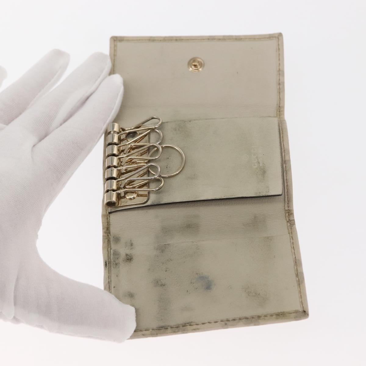 GUCCI GG Canvas Guccissima Key Case Wallet Leather 3Set White Auth am9420