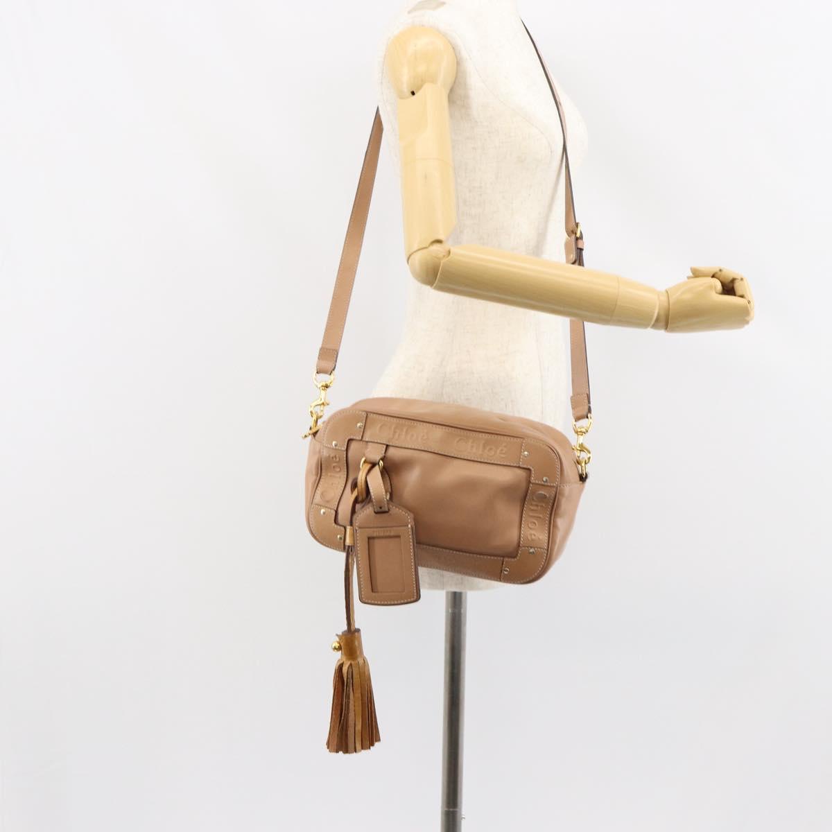 Chloe Eden Shoulder Bag Leather Brown Gold Auth am9424