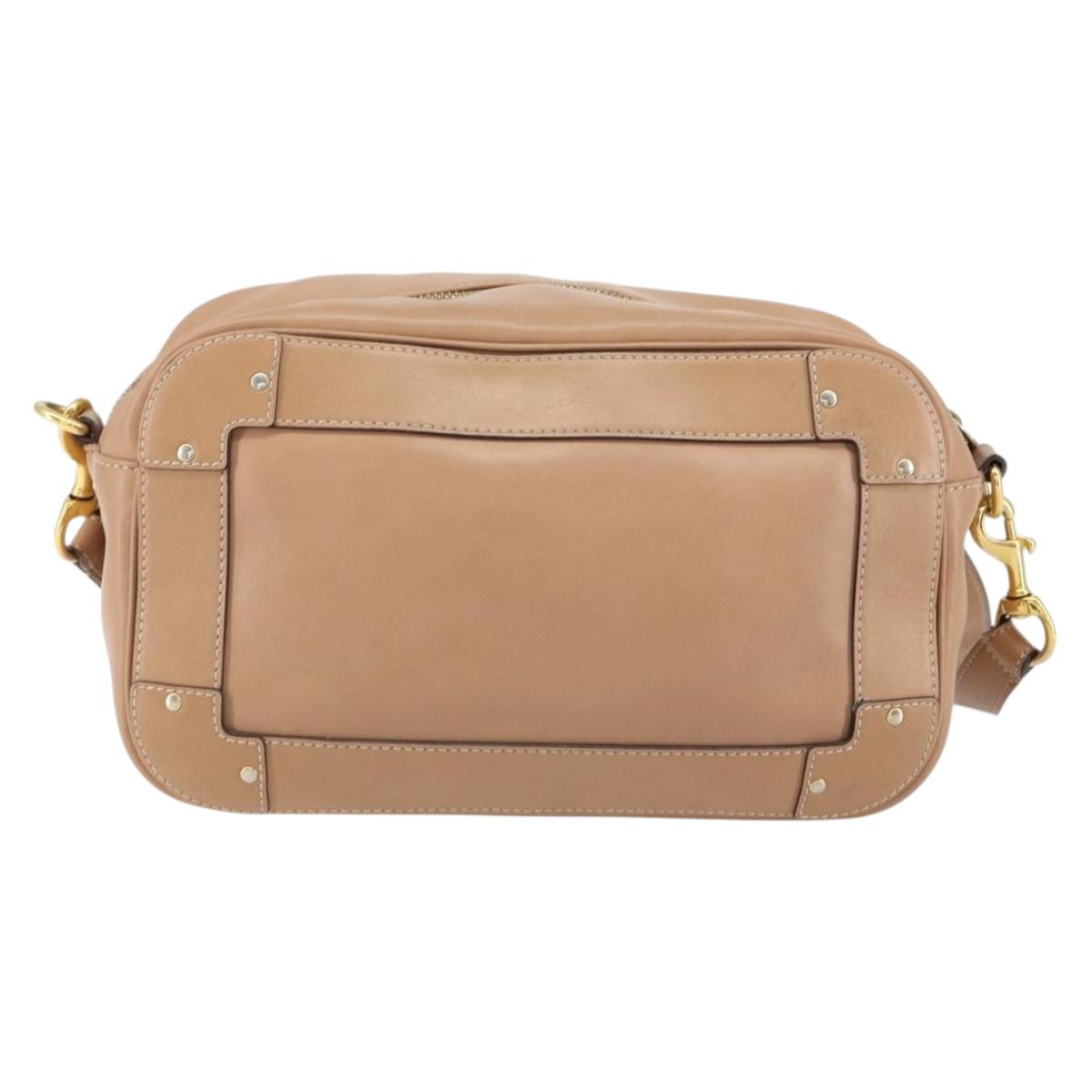 Chloe Eden Shoulder Bag Leather Brown Gold Auth am9424