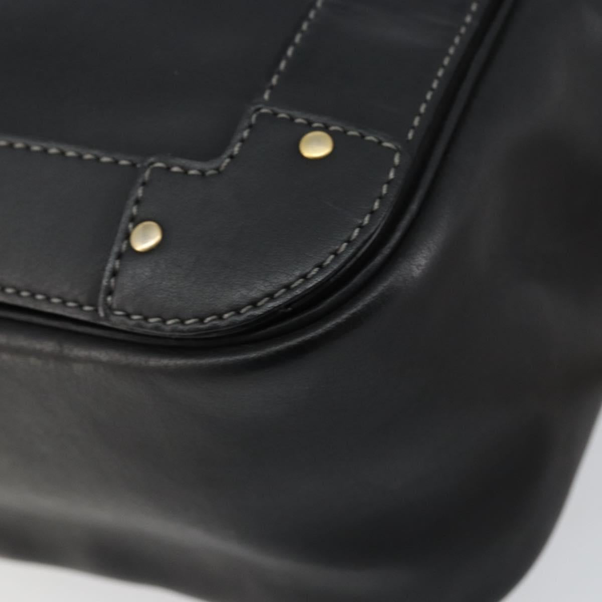 Chloe Eden Shoulder Bag Leather 2way Black Gold Auth am9425