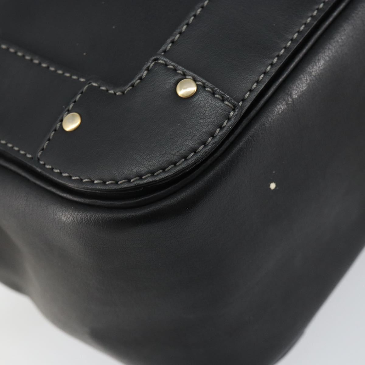 Chloe Eden Shoulder Bag Leather 2way Black Gold Auth am9425