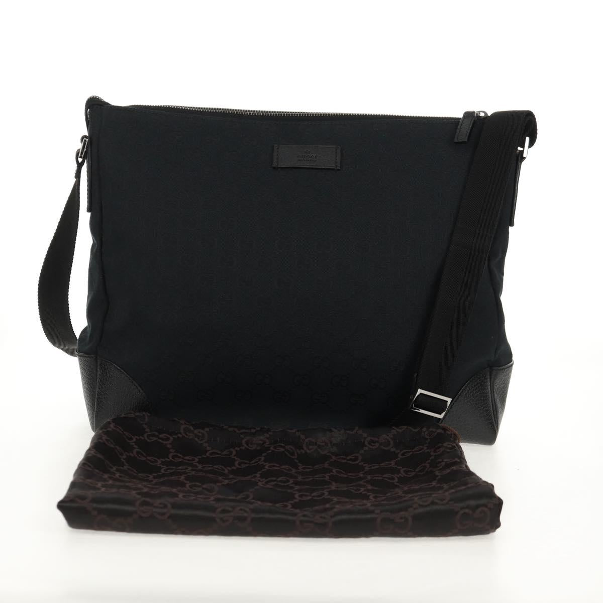 GUCCI GG Canvas Shoulder Bag Black Silver 110054 Auth am9428V