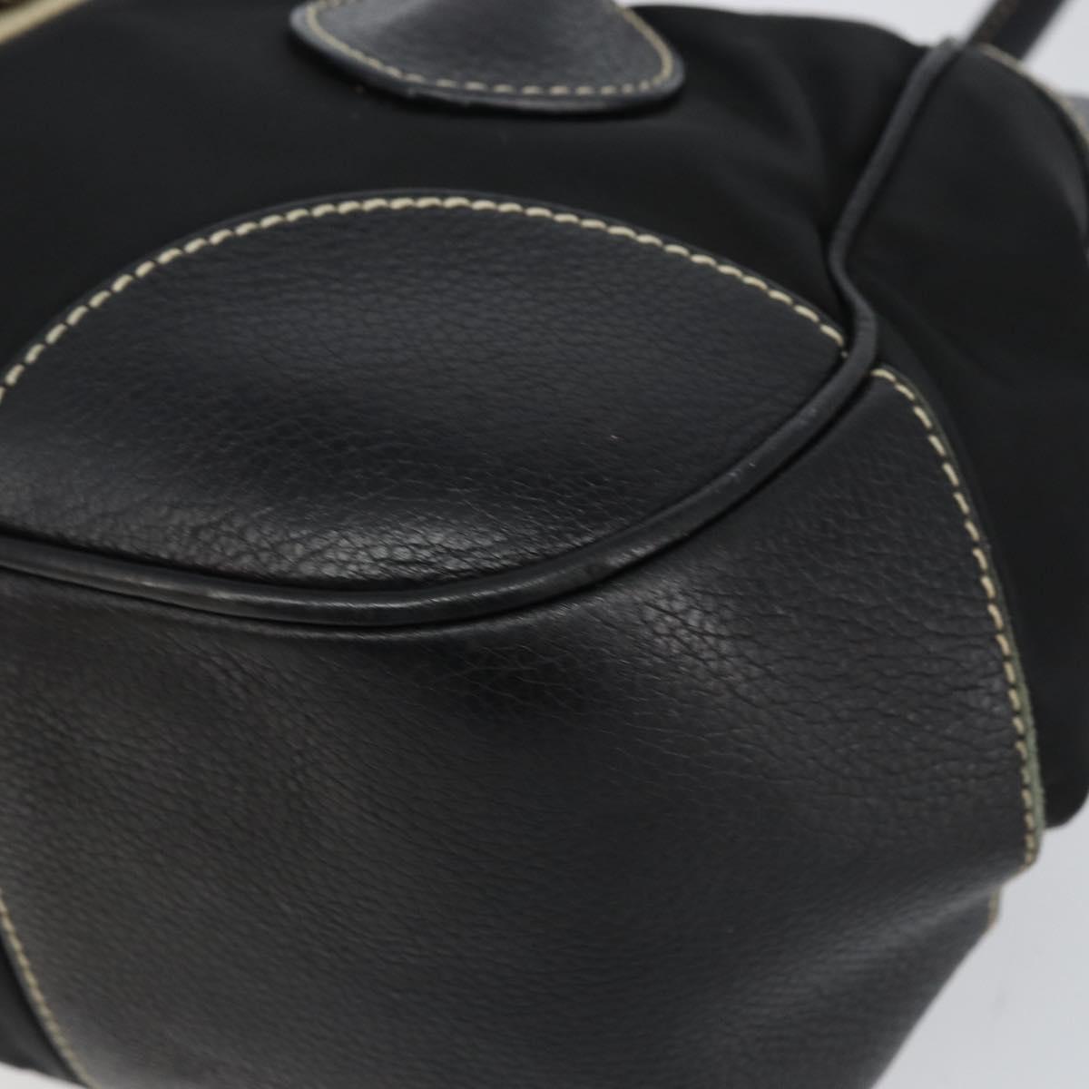 PRADA Shoulder Bag Nylon Leather Black Silver Auth am9430