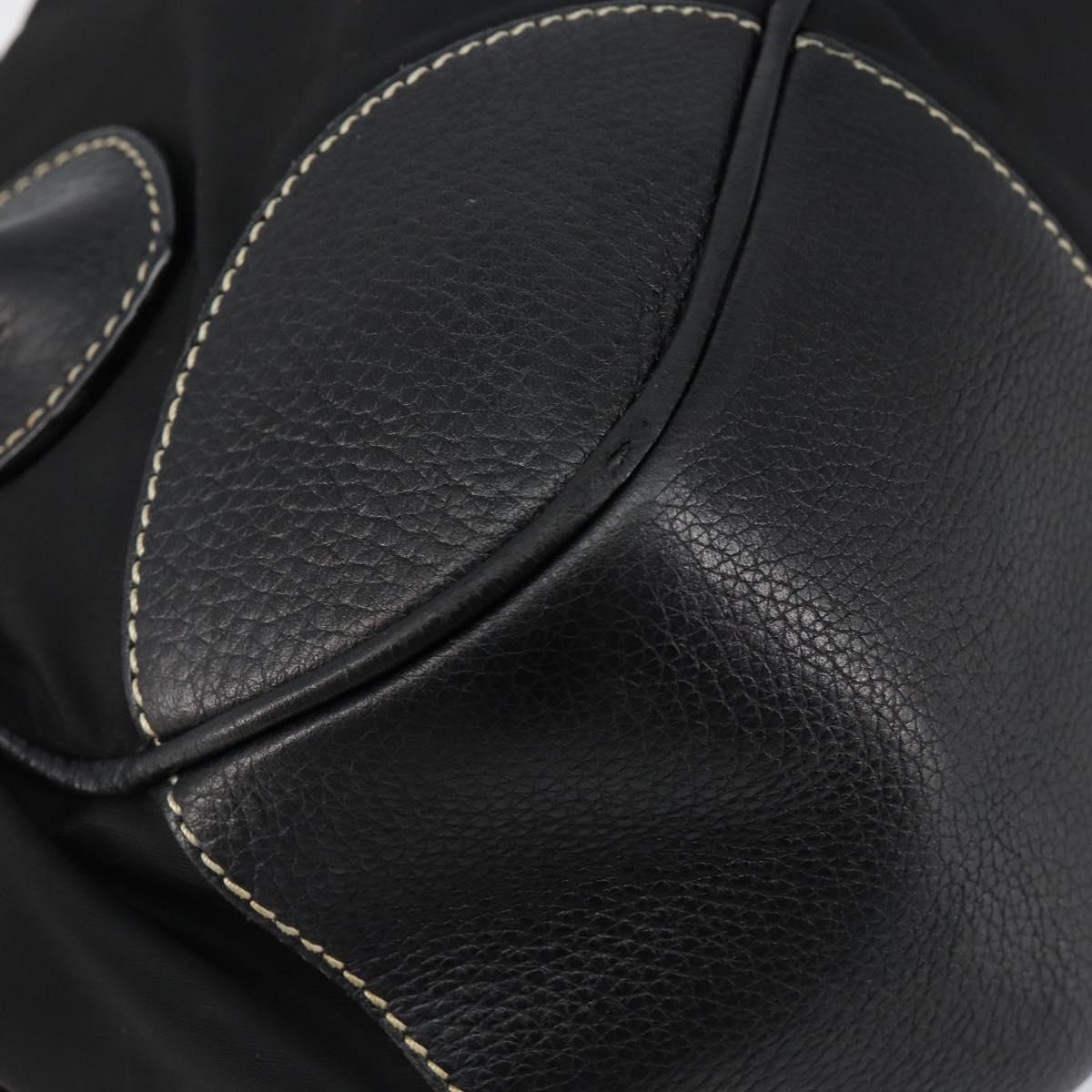 PRADA Shoulder Bag Nylon Leather Black Silver Auth am9430