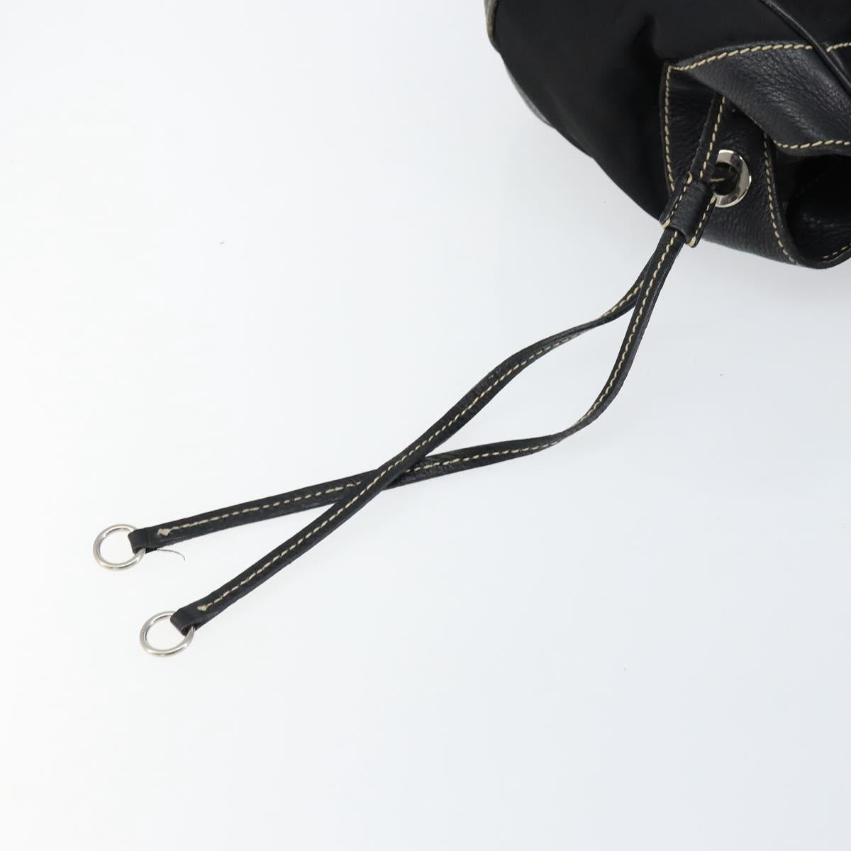 PRADA Shoulder Bag Nylon Leather Black Silver Auth am9430