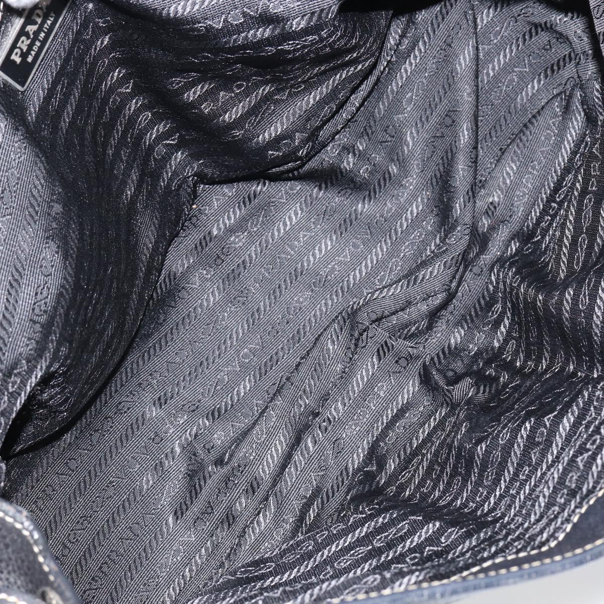 PRADA Shoulder Bag Nylon Leather Black Silver Auth am9430