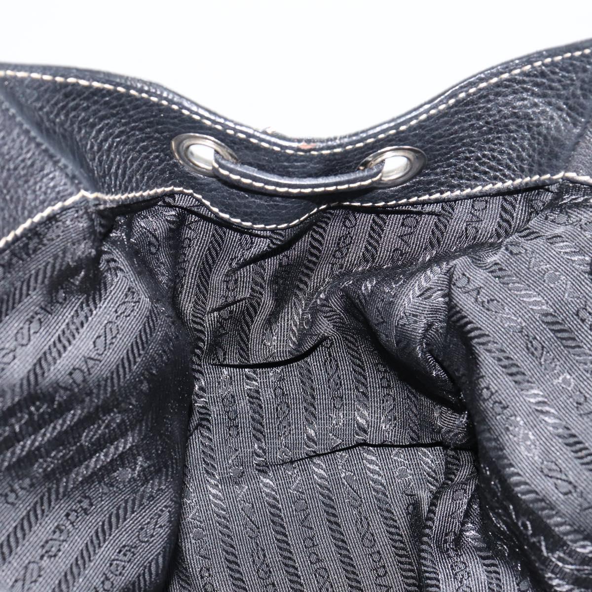 PRADA Shoulder Bag Nylon Leather Black Silver Auth am9430