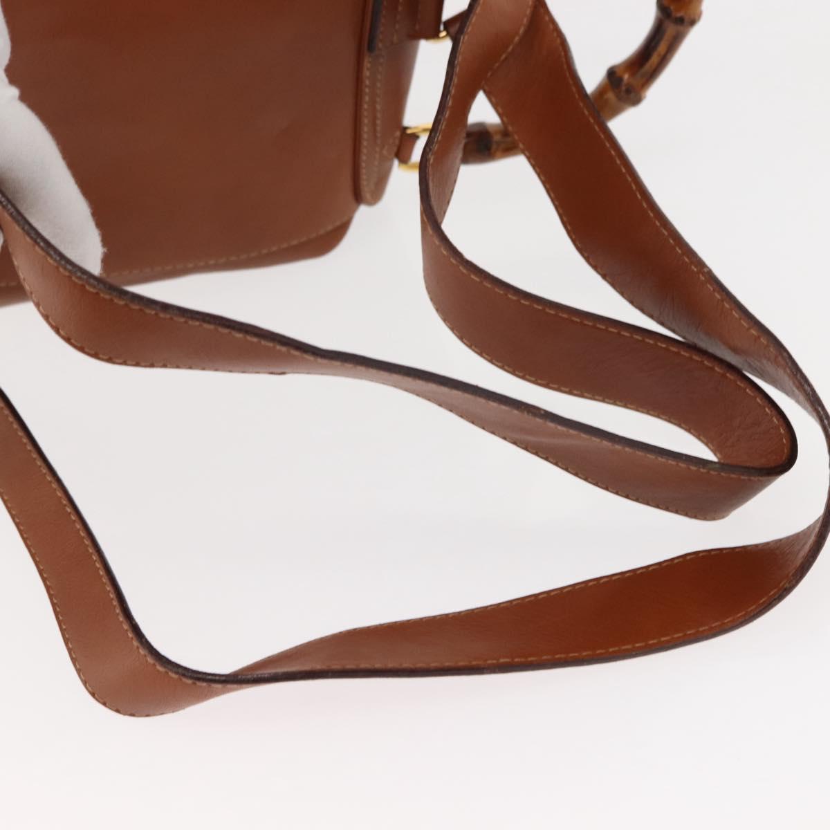 GUCCI Bamboo Backpack Leather Brown Gold 003 2058 0016 Auth am9436