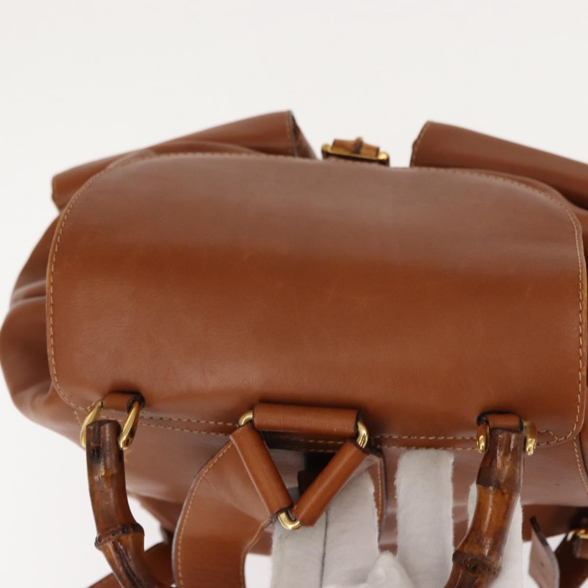 GUCCI Bamboo Backpack Leather Brown Gold 003 2058 0016 Auth am9436