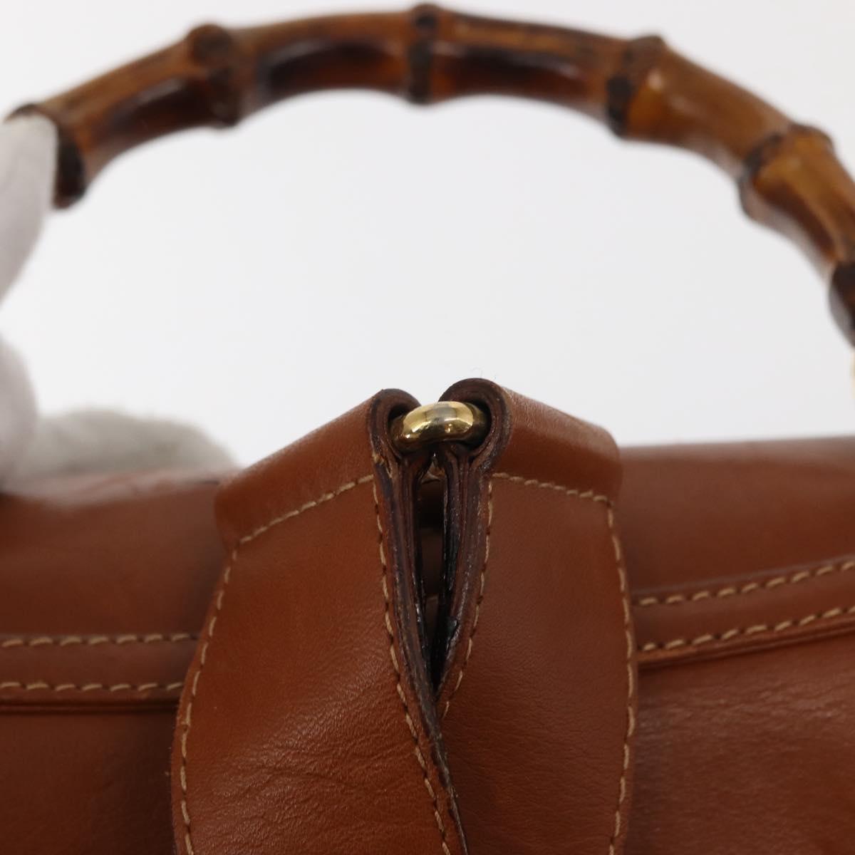 GUCCI Bamboo Backpack Leather Brown Gold 003 2058 0016 Auth am9436