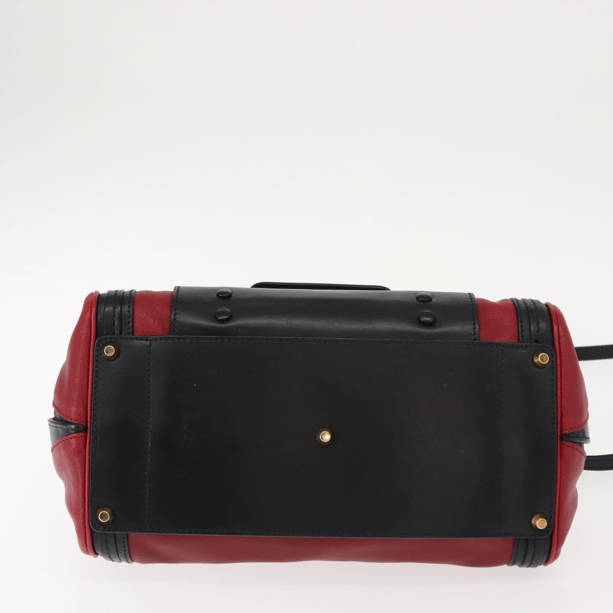 Chloe Alice Hand Bag Leather 2way Red Gold gold Auth am9437