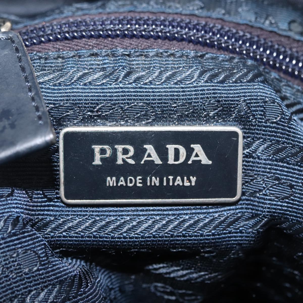 PRADA Backpack Nylon Navy Silver Auth am9440