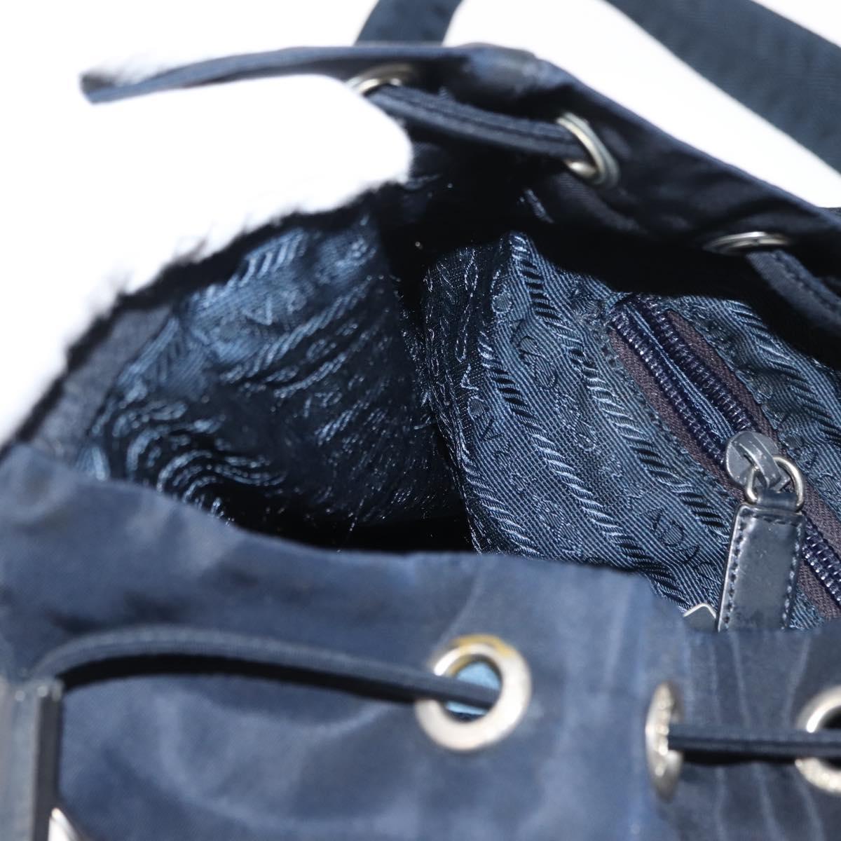 PRADA Backpack Nylon Navy Silver Auth am9440