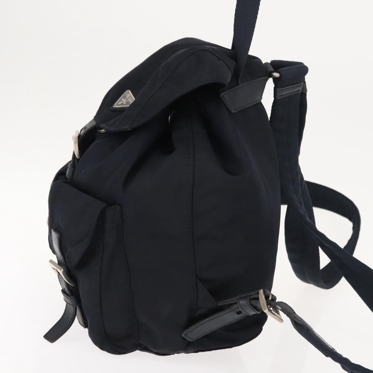 PRADA Backpack Nylon Navy Silver Auth am9440