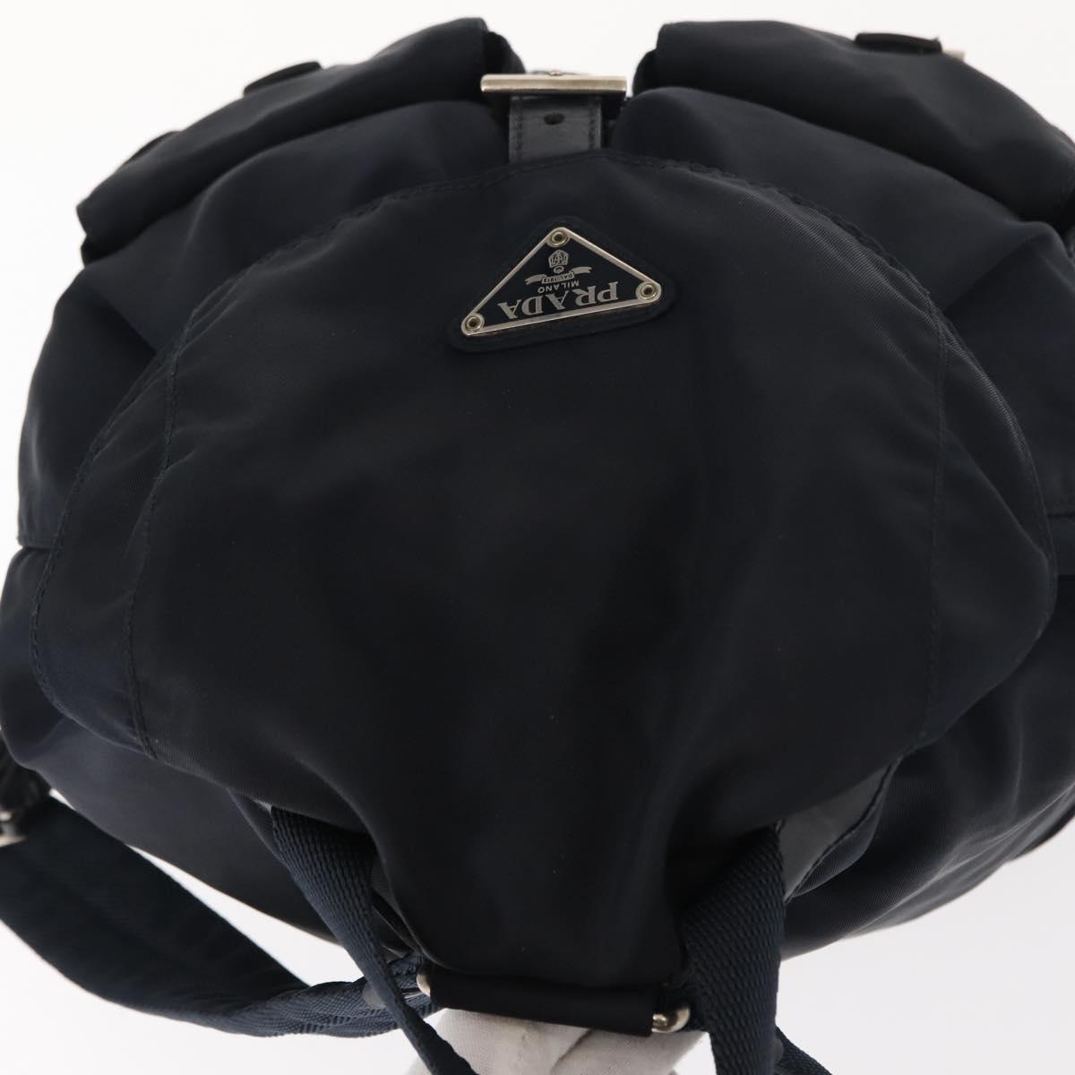 PRADA Backpack Nylon Navy Silver Auth am9440
