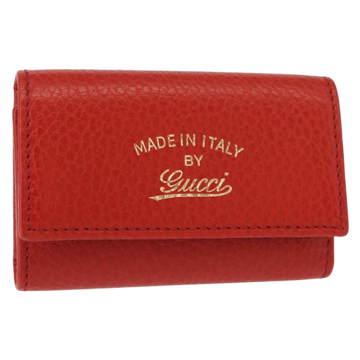GUCCI Swing Key Case Leather Red 354499 Auth am9441V