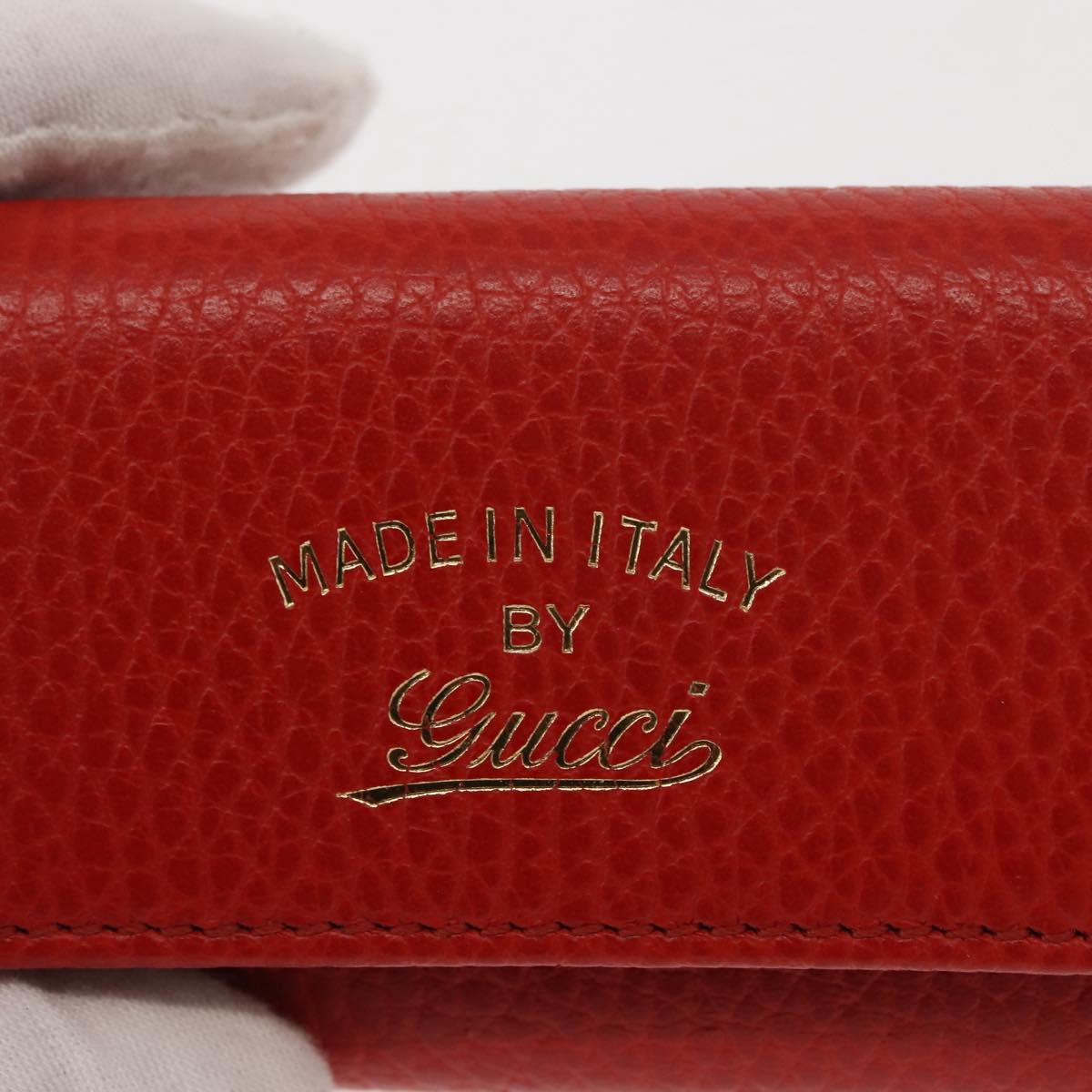 GUCCI Swing Key Case Leather Red 354499 Auth am9441V