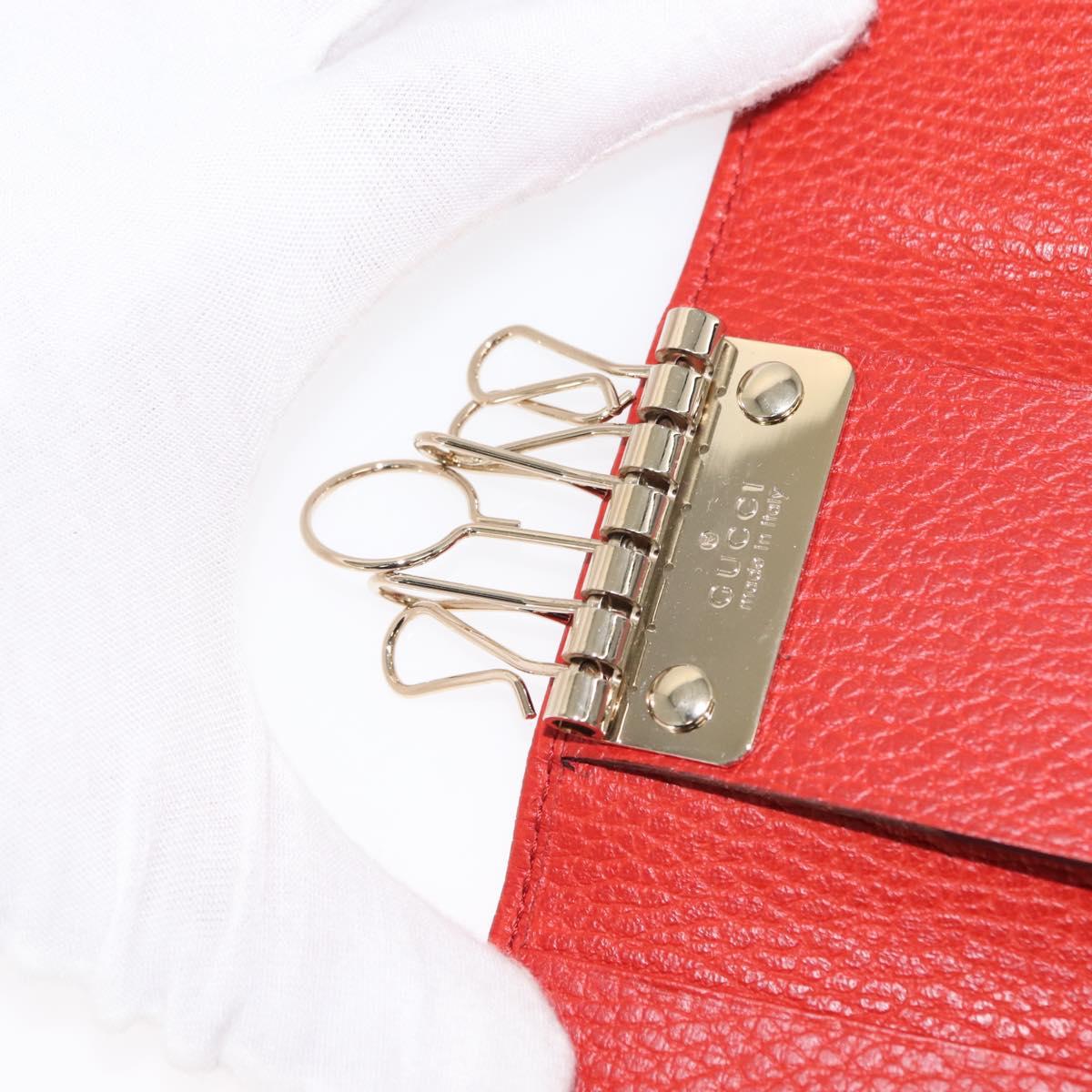 GUCCI Swing Key Case Leather Red 354499 Auth am9441V