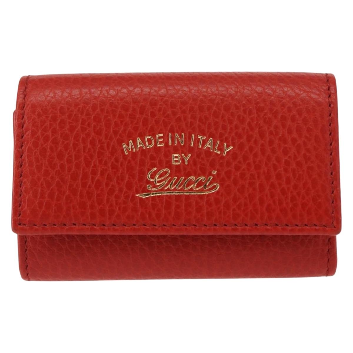 GUCCI Swing Key Case Leather Red 354499 Auth am9441V