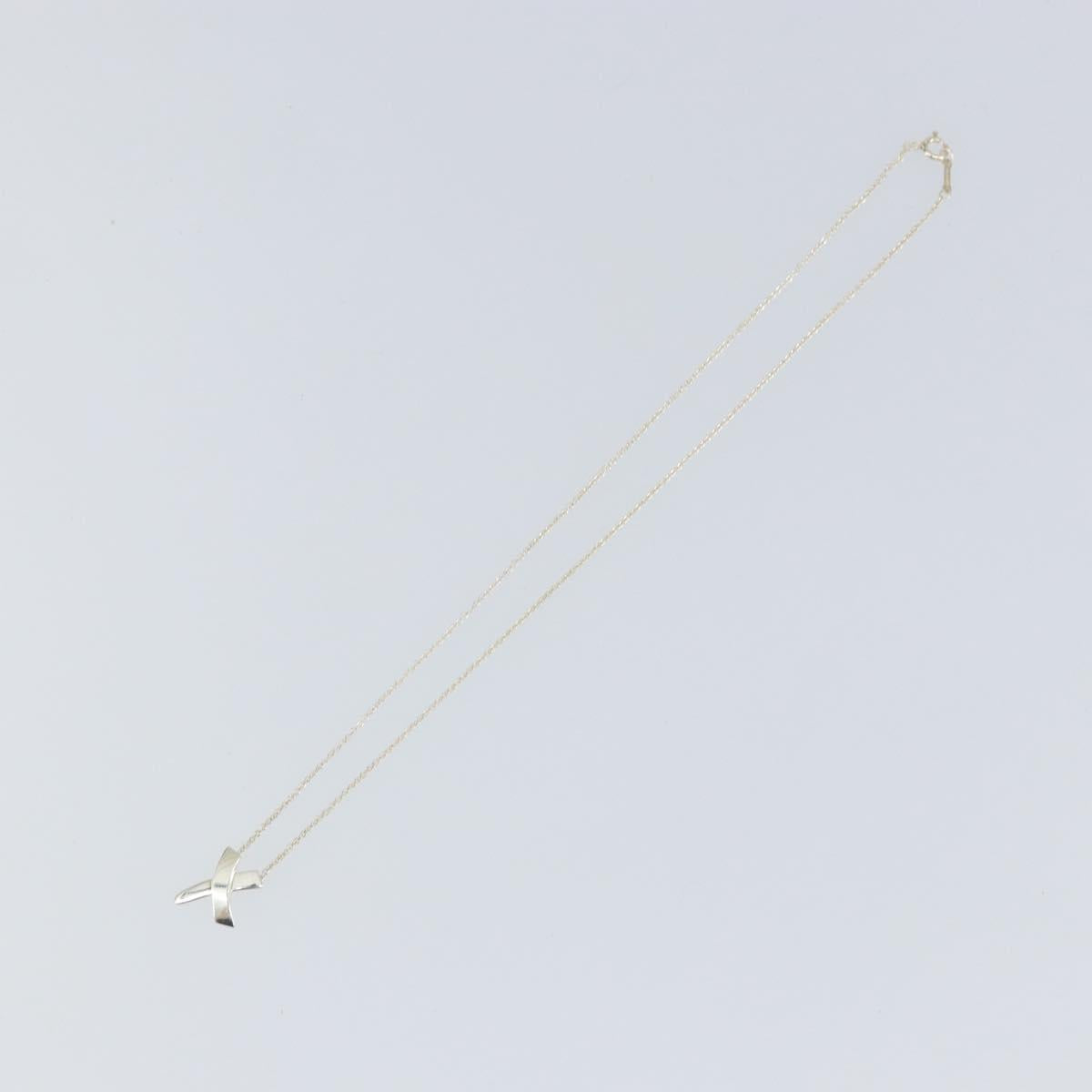 TIFFANY&Co. Cross Kiss Necklace Ag925 Silver Auth am9443