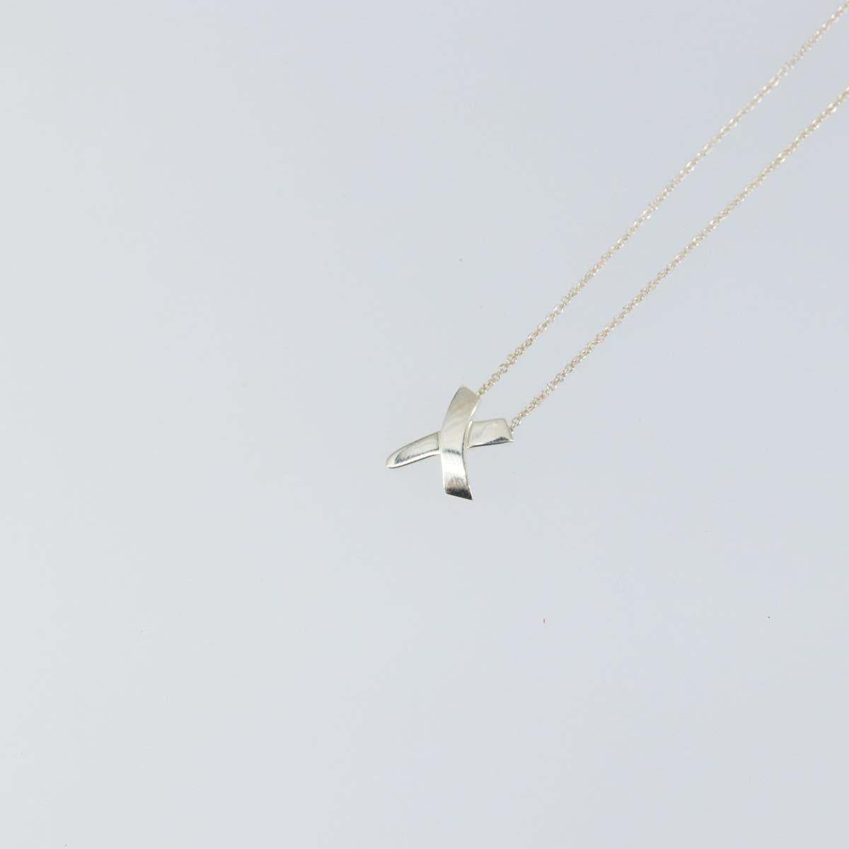 TIFFANY&Co. Cross Kiss Necklace Ag925 Silver Auth am9443