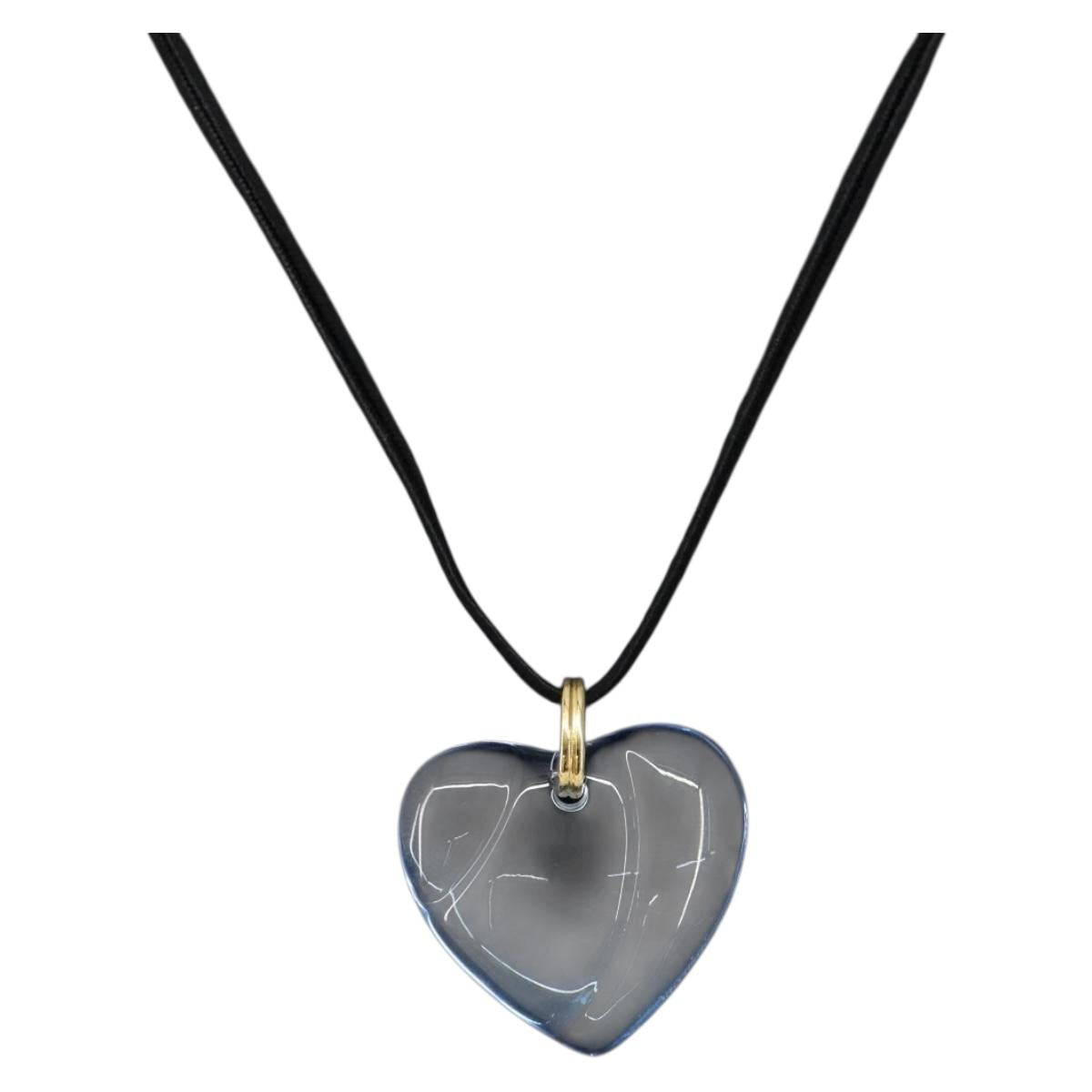 Baccarat Necklace Crystal glass Light Blue Auth am9446