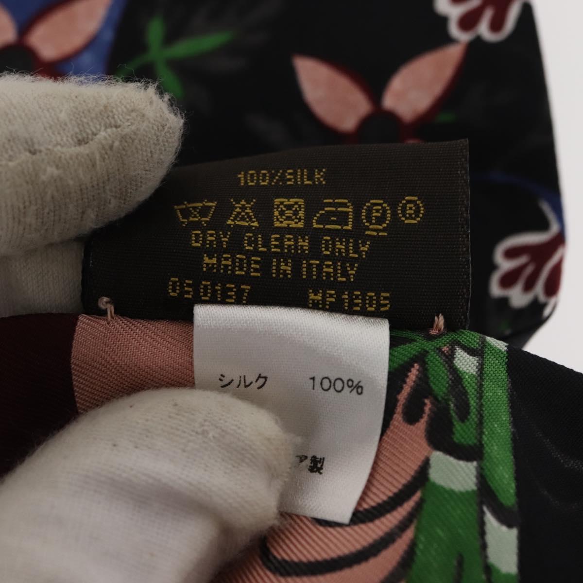 LOUIS VUITTON Bando Flower Scarf Silk Black MP1905 LV Auth am9451