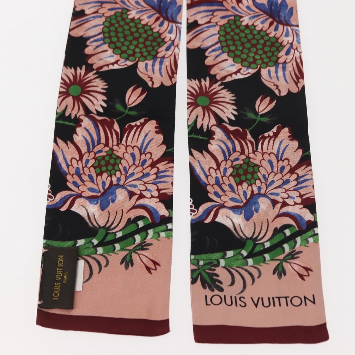 LOUIS VUITTON Bando Flower Scarf Silk Black MP1905 LV Auth am9451