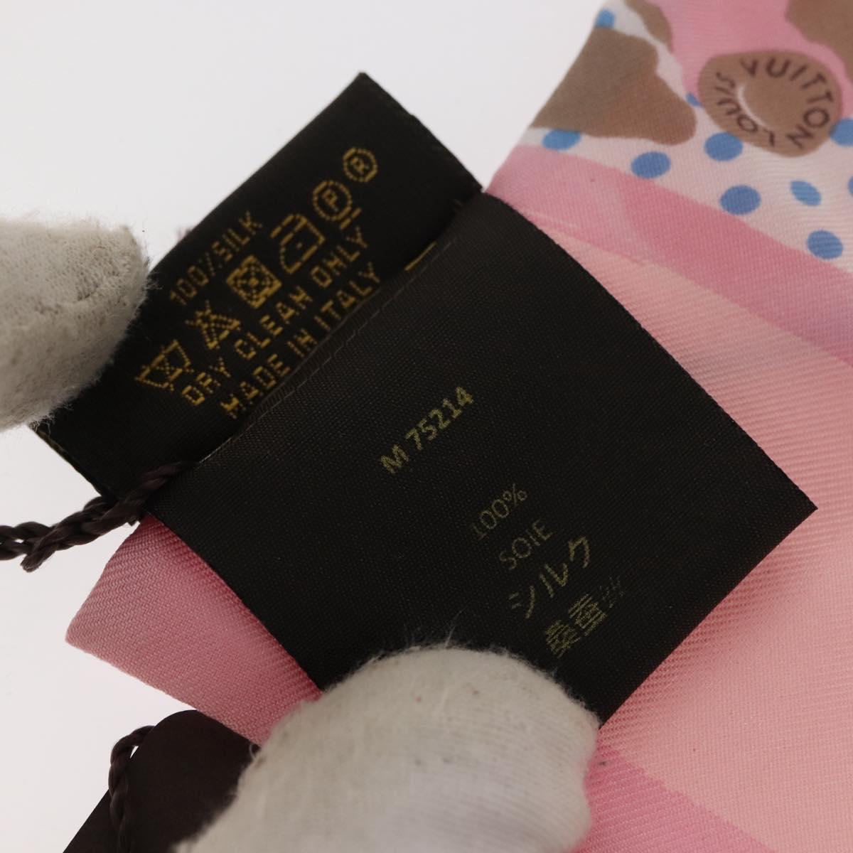 LOUIS VUITTON Bando Retro Flower Scarf Silk Pink Beige M75214 LV Auth am9452