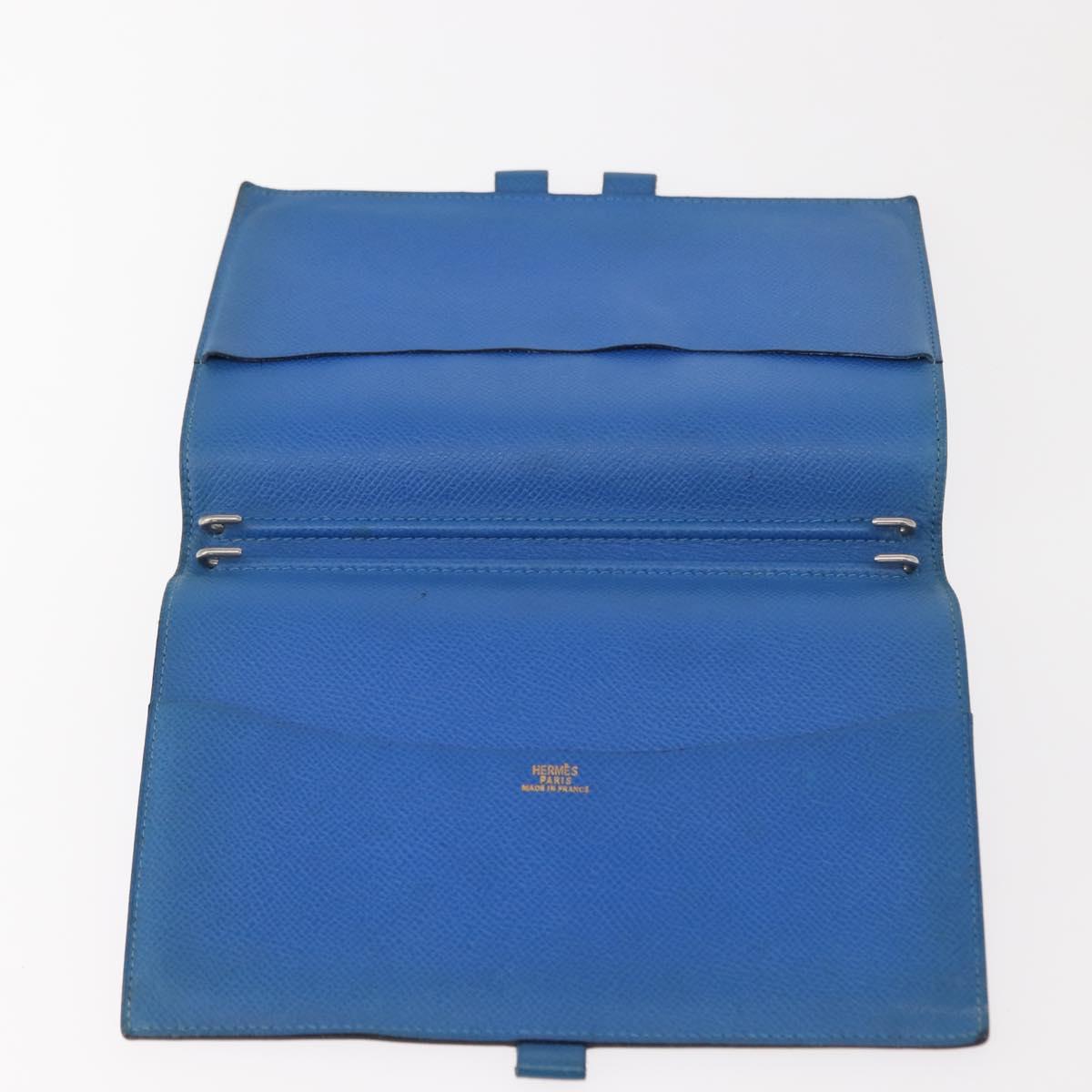 HERMES Agenda GM Day Planner Cover Leather Blue Auth am9456