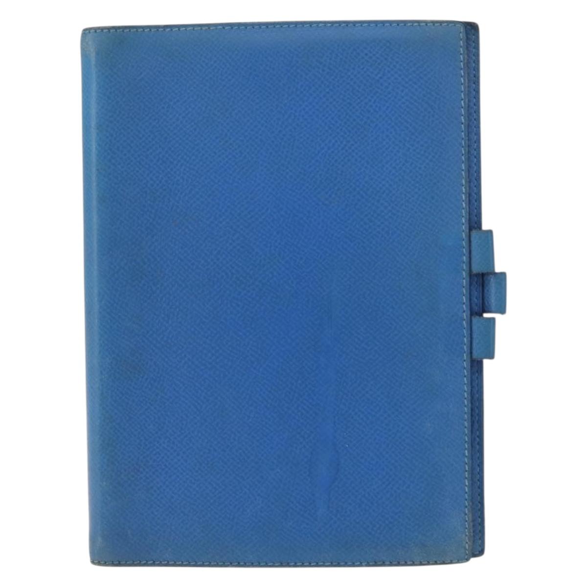 HERMES Agenda GM Day Planner Cover Leather Blue Auth am9456
