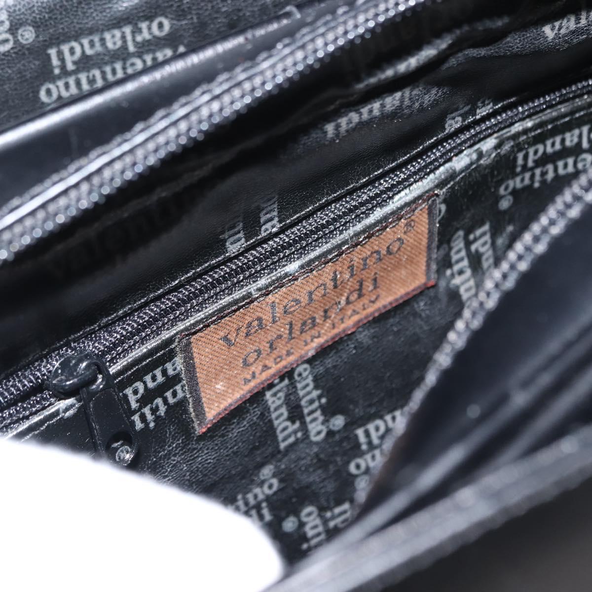 VALENTINO Hand Bag Leather 2way Black Gold Auth am9460