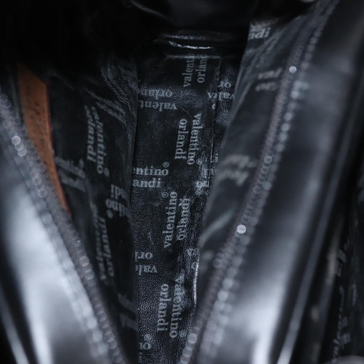 VALENTINO Hand Bag Leather 2way Black Gold Auth am9460