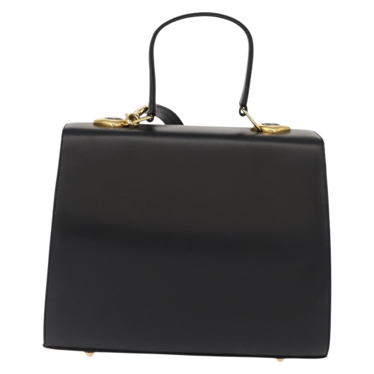 VALENTINO Hand Bag Leather 2way Black Gold Auth am9460