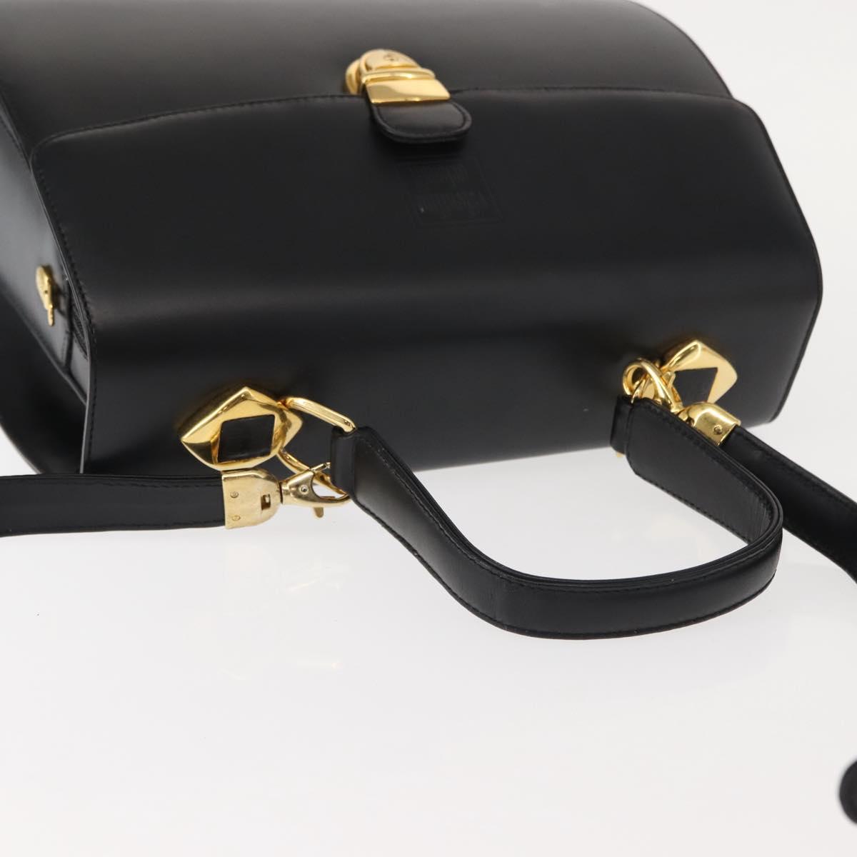 VALENTINO Hand Bag Leather 2way Black Gold Auth am9460