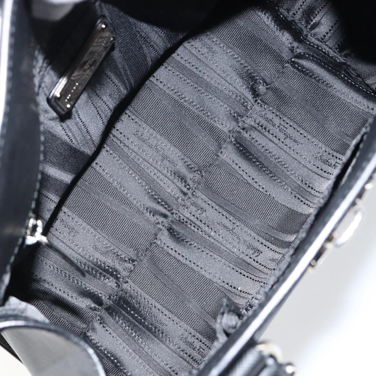 Salvatore Ferragamo Gancini Hand Bag Leather Black Silver Auth am9462V