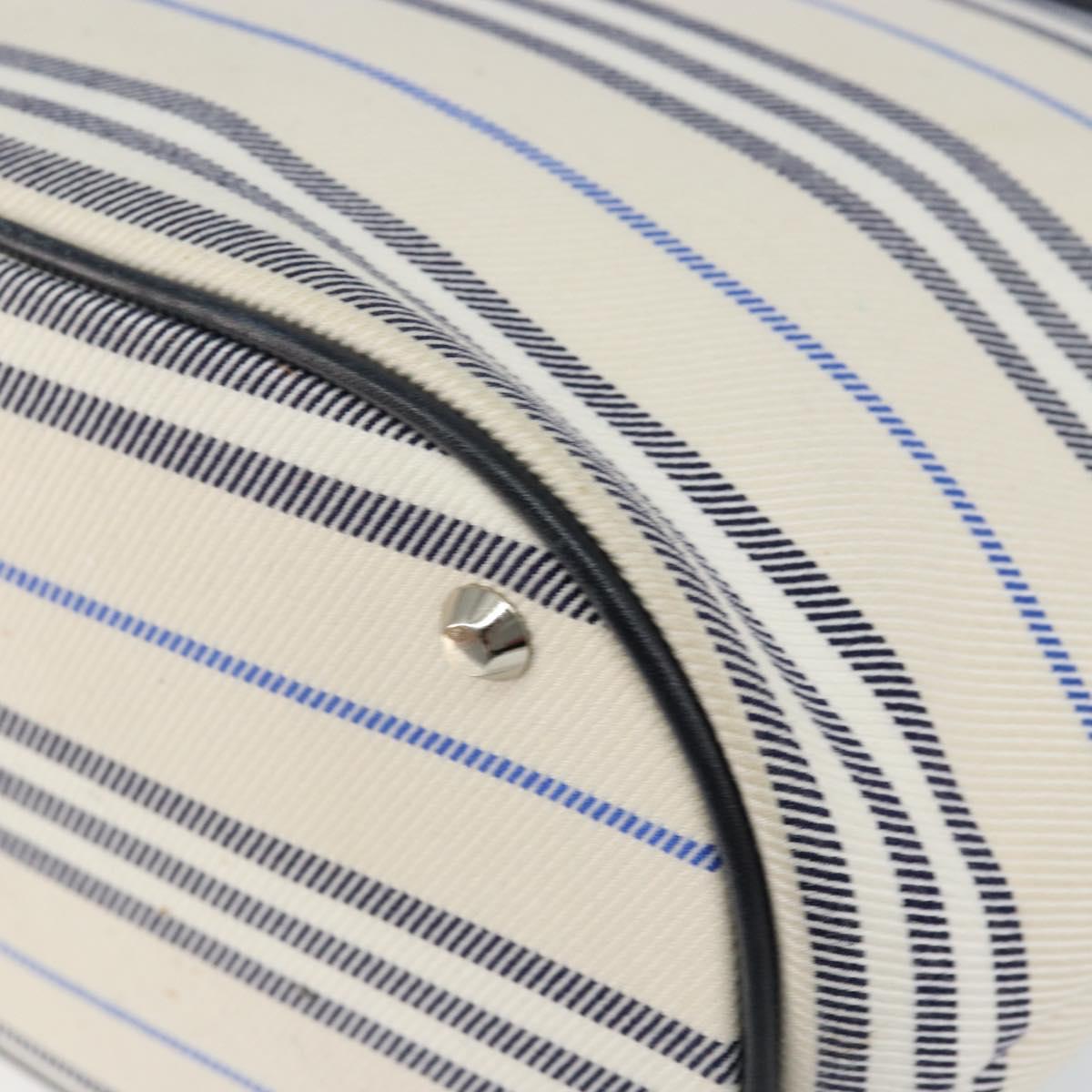 BURBERRY Blue Label Tote Bag Canvas Leather White Silver Auth am9464