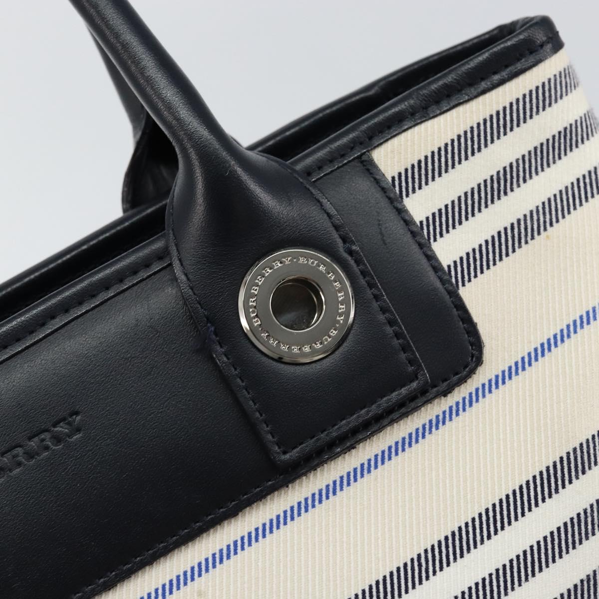 BURBERRY Blue Label Tote Bag Canvas Leather White Silver Auth am9464