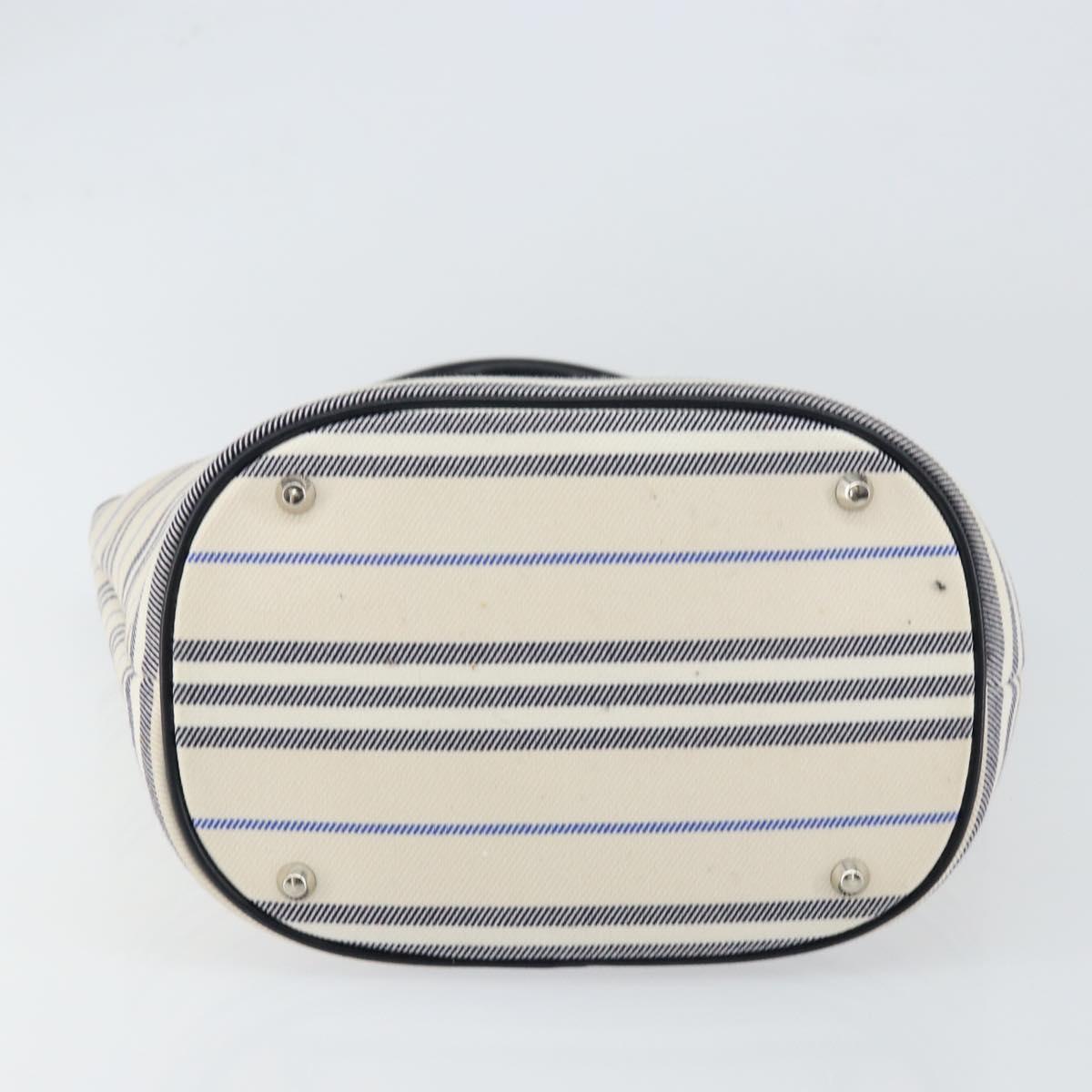 BURBERRY Blue Label Tote Bag Canvas Leather White Silver Auth am9464