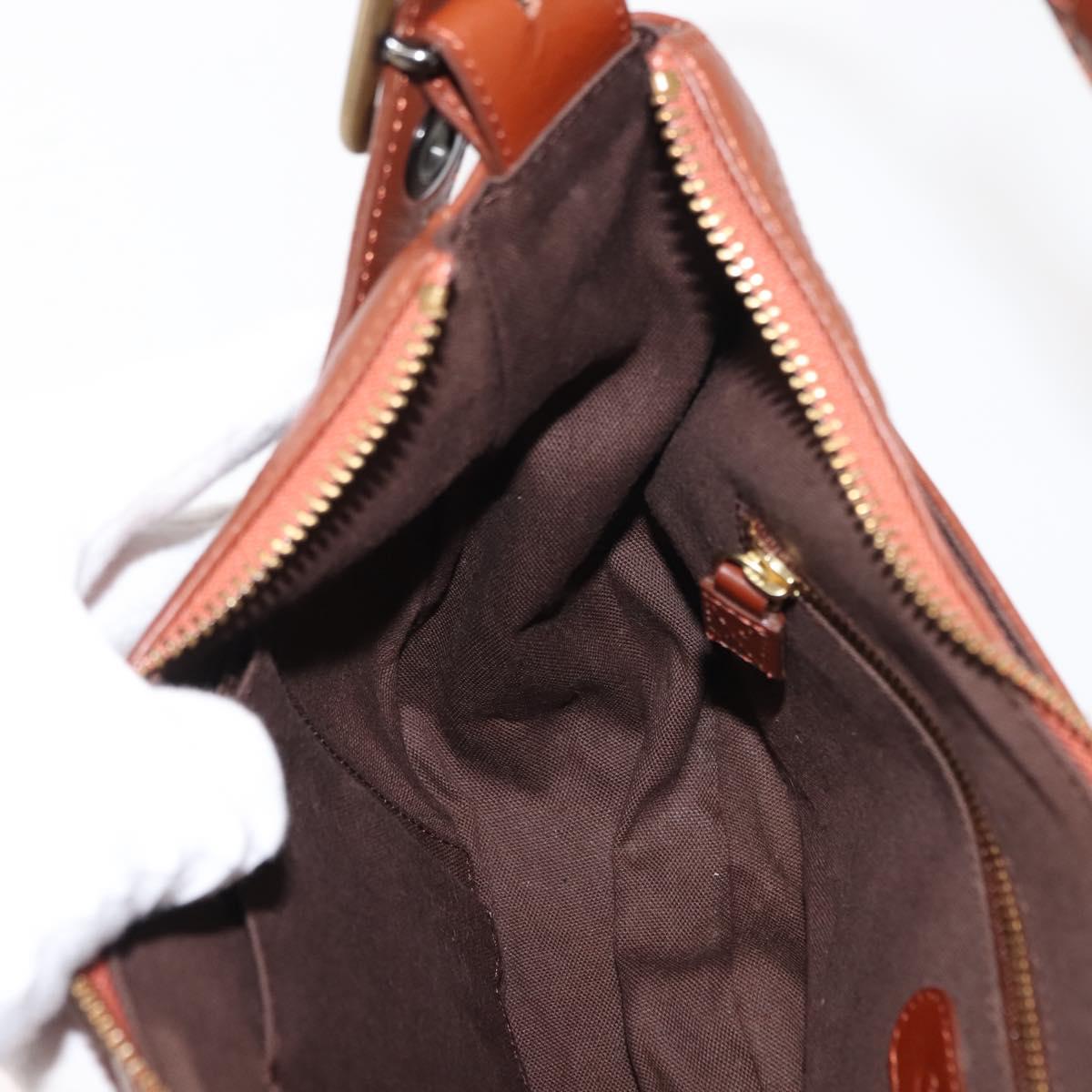 Chloe Shoulder Bag Leather Brown Gold Auth am9467V