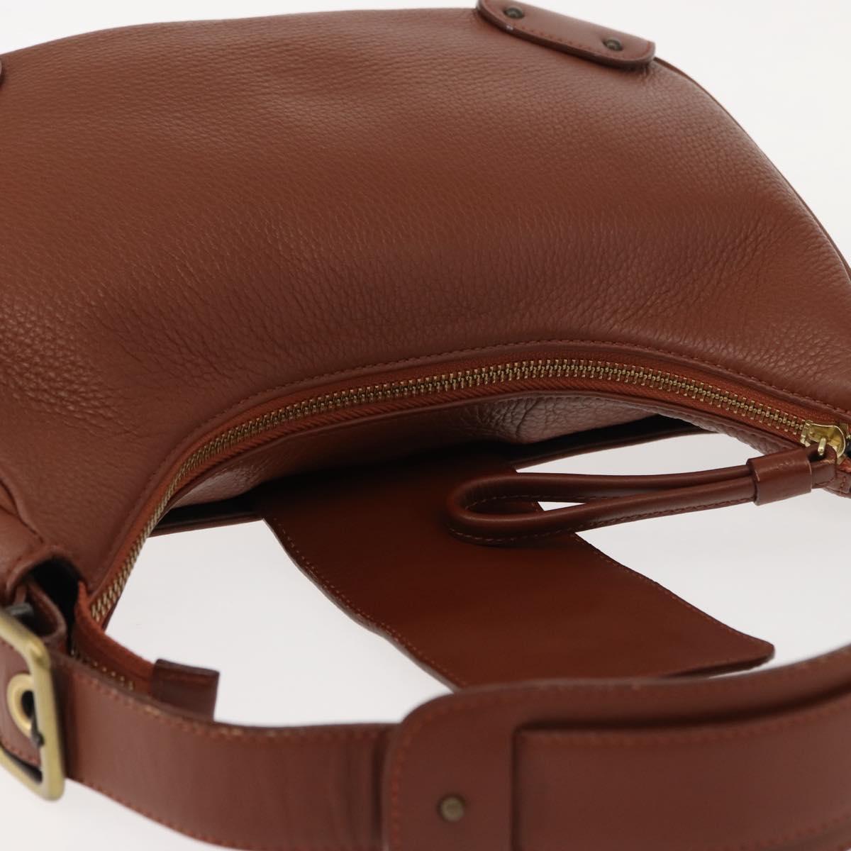 Chloe Shoulder Bag Leather Brown Gold Auth am9467V