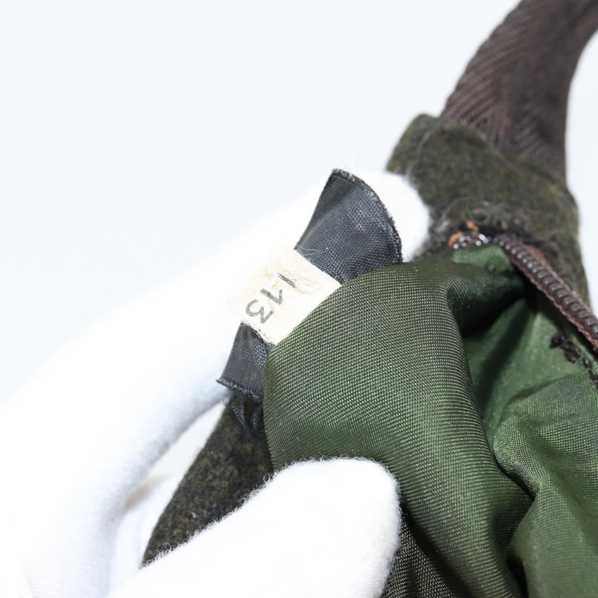 PRADA Sports Accessory Pouch Wool Khaki Auth am9470