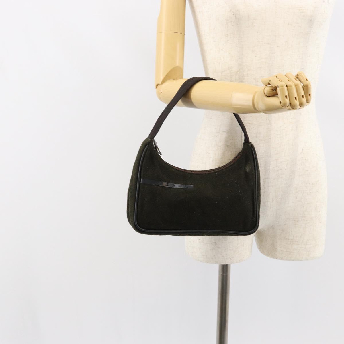 PRADA Sports Accessory Pouch Wool Khaki Auth am9470