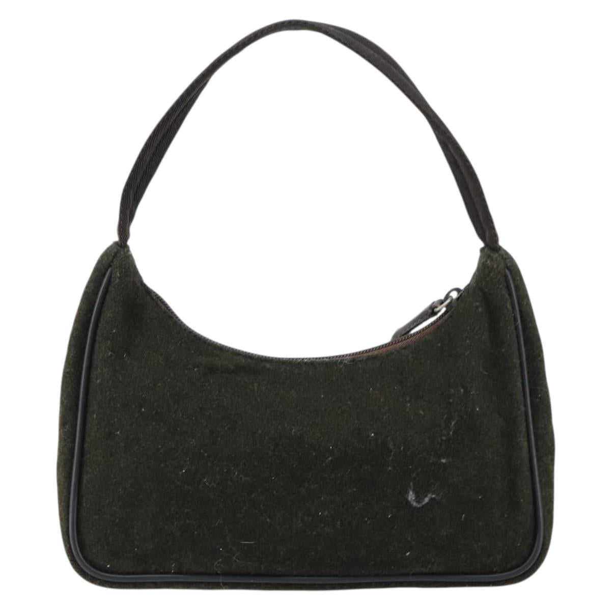 PRADA Sports Accessory Pouch Wool Khaki Auth am9470