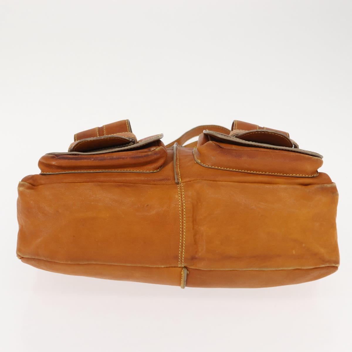 Chloe Saskia Hand Bag Leather 2way Brown Gold Auth am9472