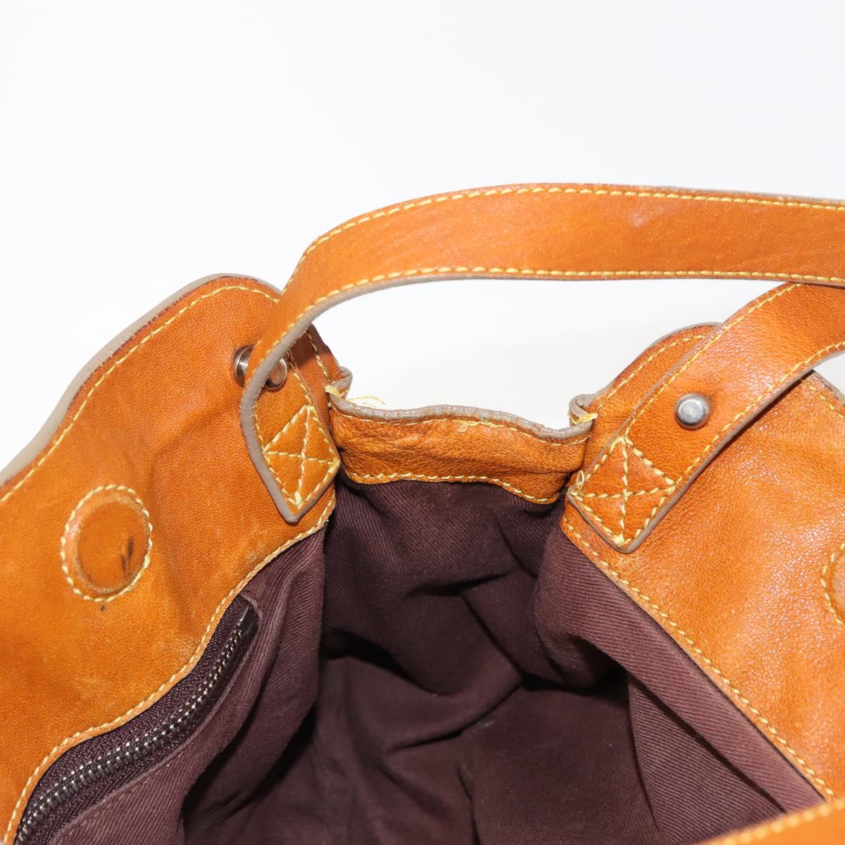 Chloe Saskia Hand Bag Leather 2way Brown Gold Auth am9472