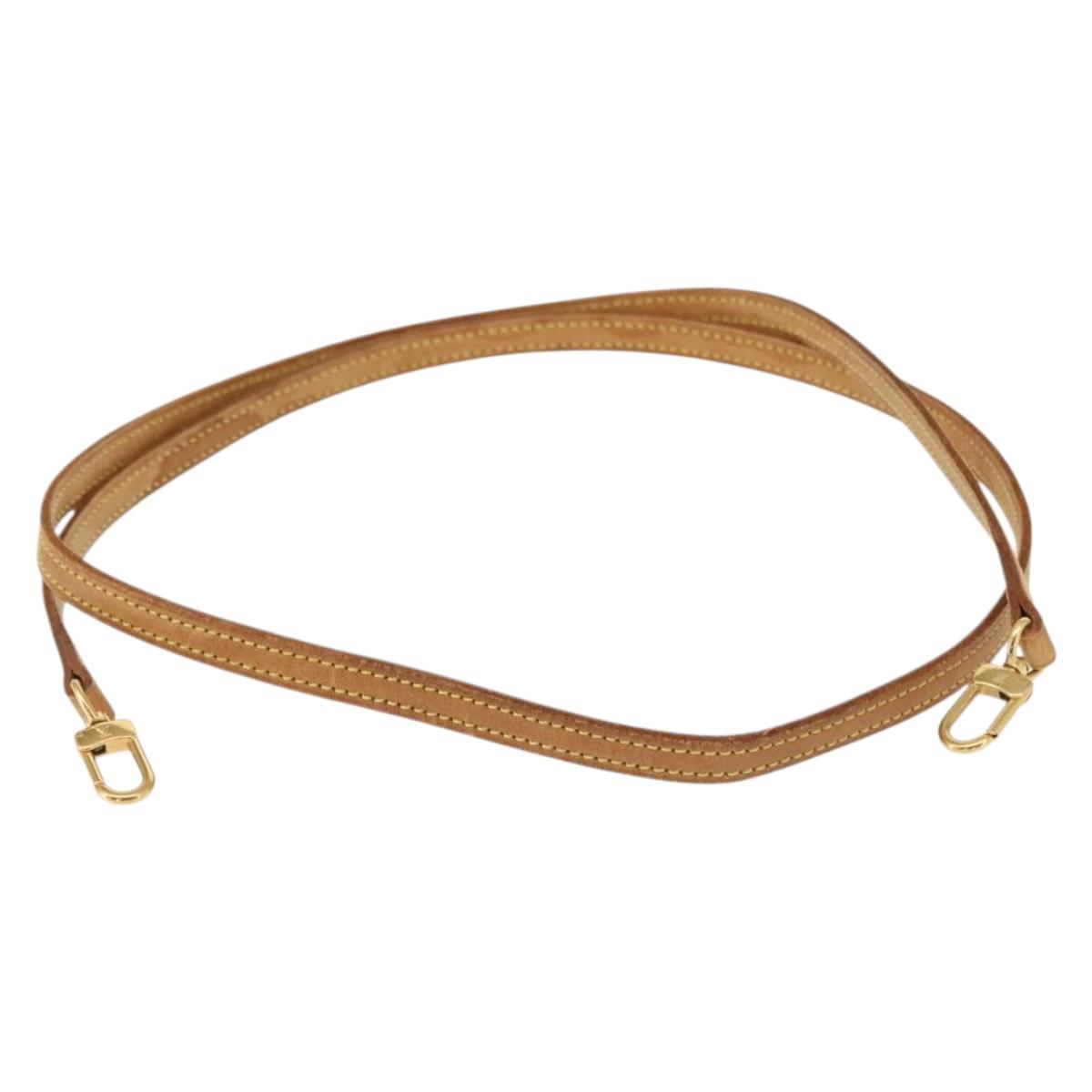 LOUIS VUITTON Shoulder Strap Leather 49.2"" Beige LV Auth am9478