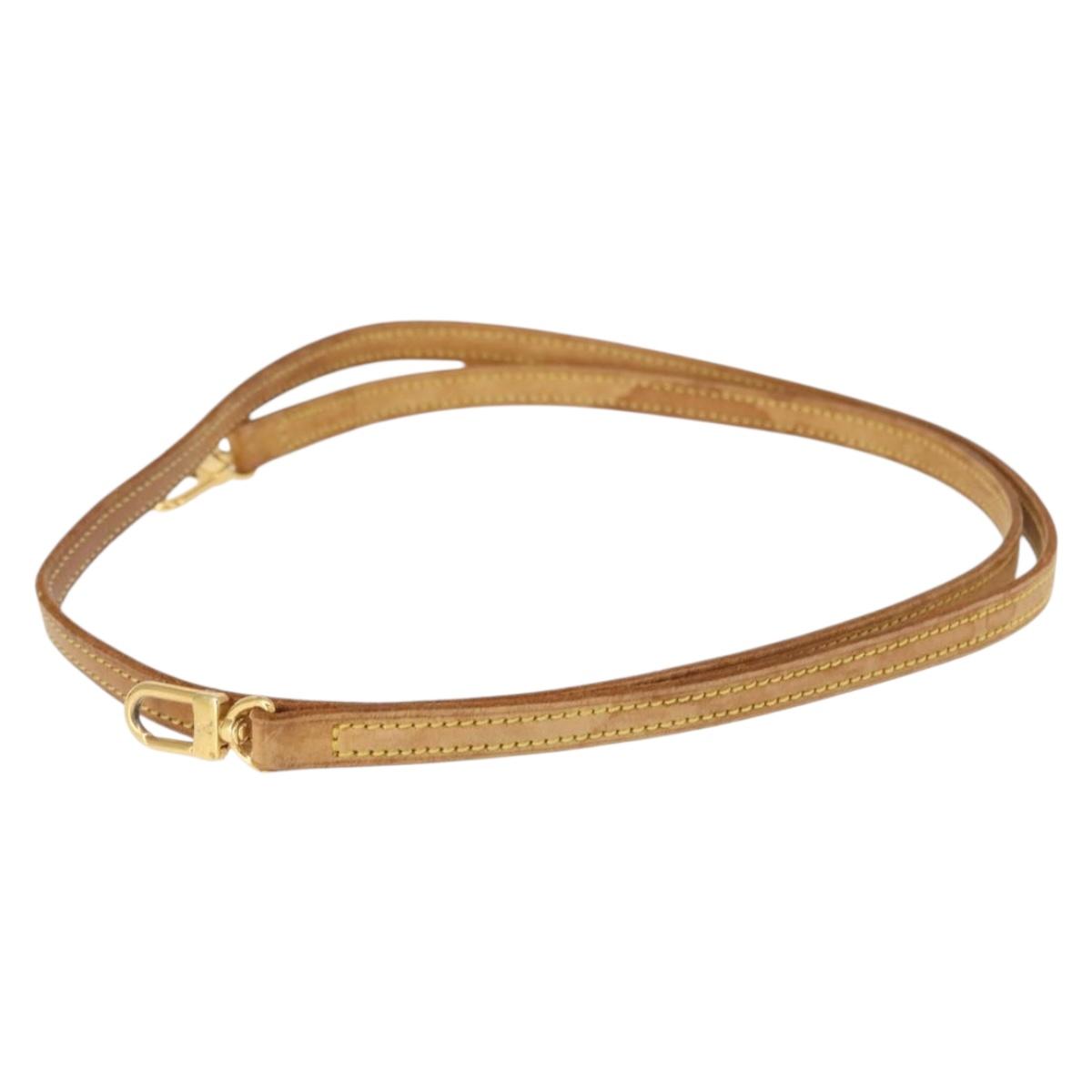 LOUIS VUITTON Shoulder Strap Leather 49.2"" Beige LV Auth am9478