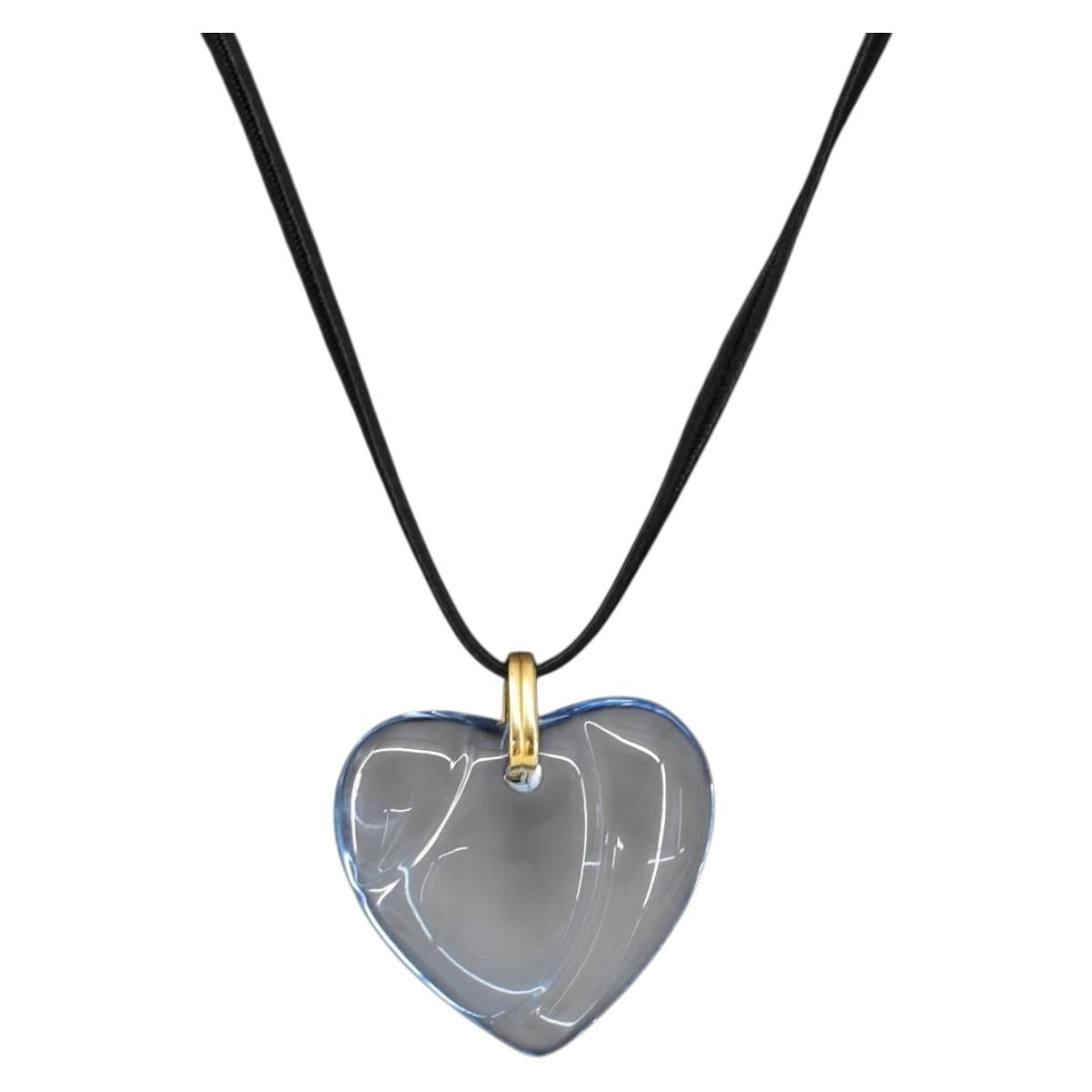 Baccarat Necklace Crystal Glass Light Blue Auth am9481